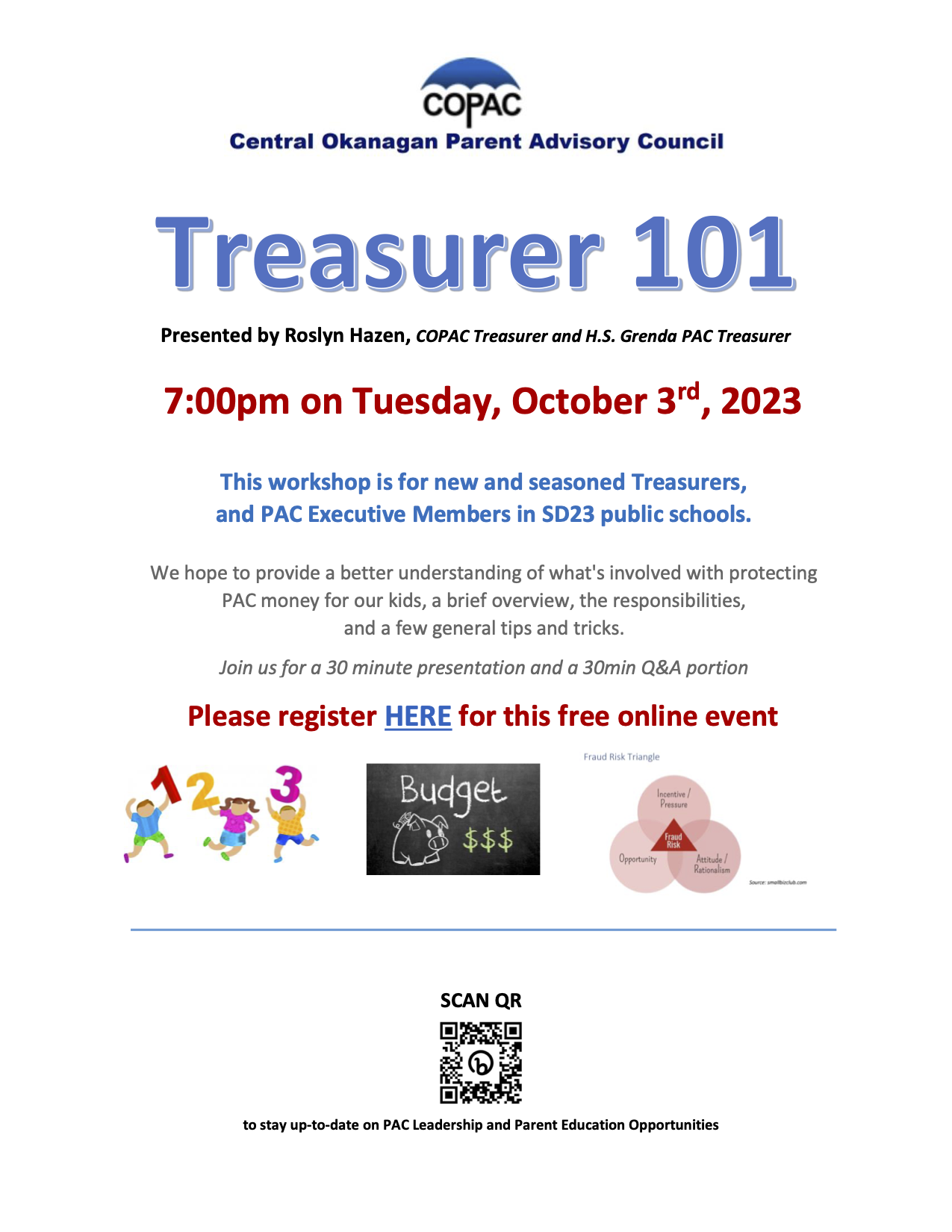 COPAC Treasurer 101 - Tuesday October 3 at 7pm via zoom
